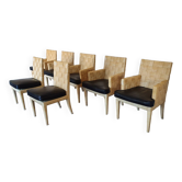 Chaises Donghia Block Island des années 1990 avec sièges en cuir d'origine. 5 x accoudoirs, 2 x sans par John Hutton.