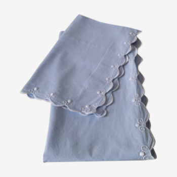 Parure brodée drap et taie pour bébé