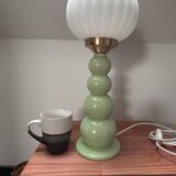 Lampe à poser vintage pastel globe plissé