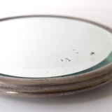 Adjustable Beveled Round Mirror in Metal Frame for Table or Wall