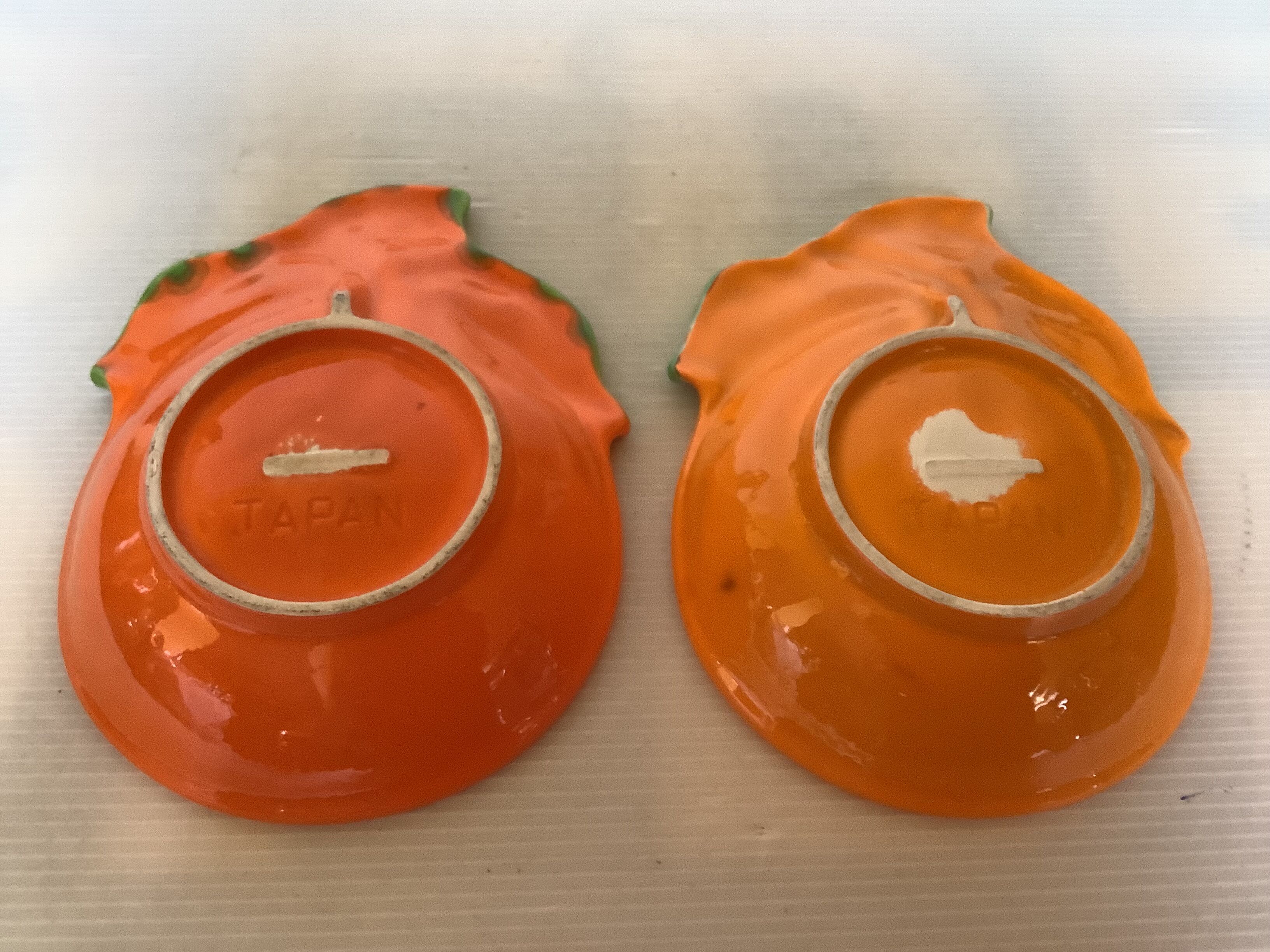 Paire de coupelles vide poche barbotine orange Japan