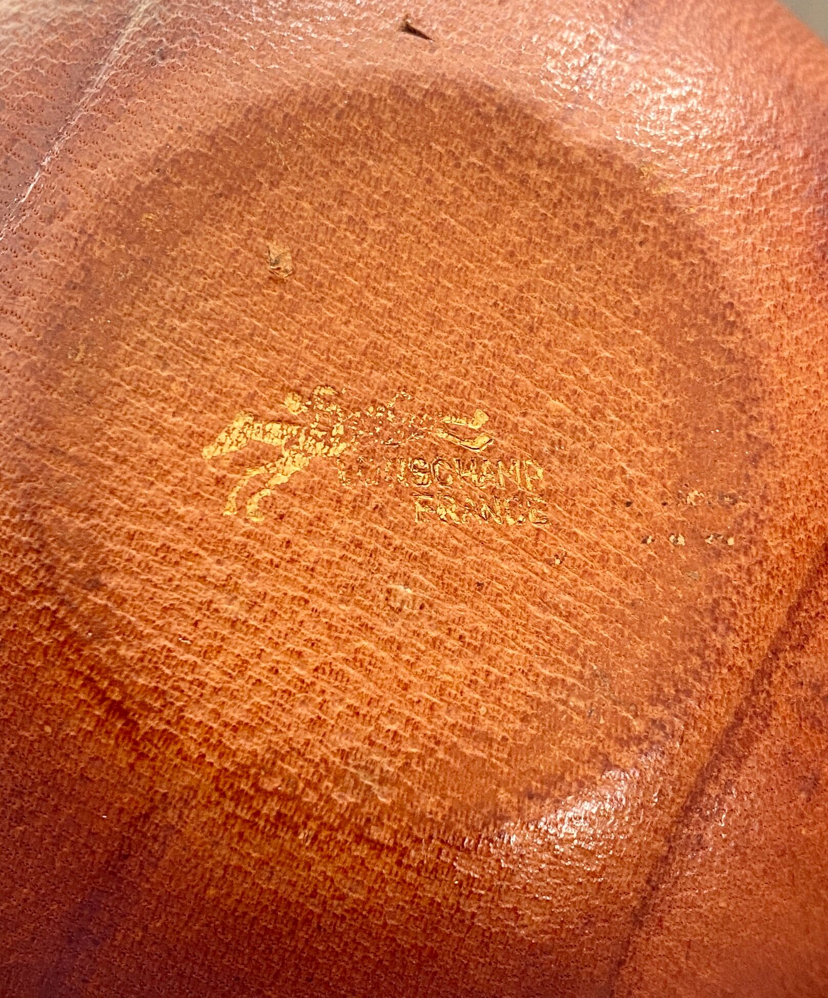 Cendrier longchamps en cuir et céramique, ballon vintage