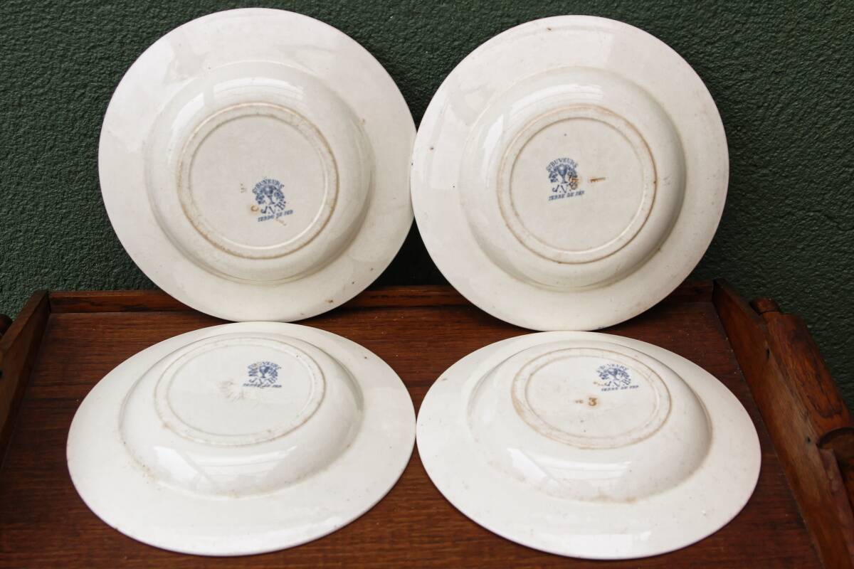 Set of 6 Jules Vieillard iron earth plates, St buveurs model