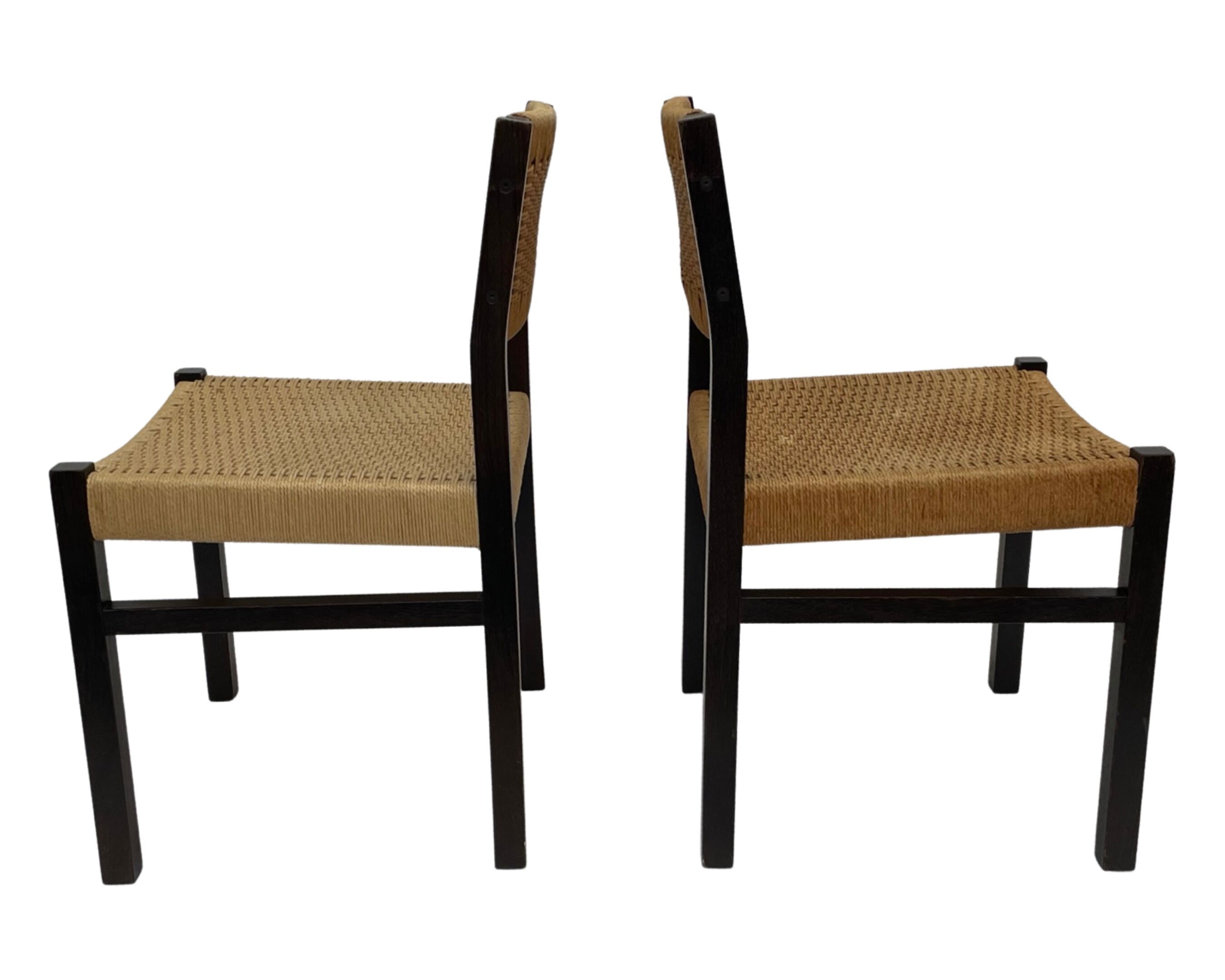 Vintage dining room chairs with papercord seat / 1970 design