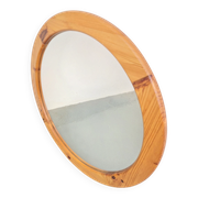 Scandinavian Round Pine Mirror, 1970s