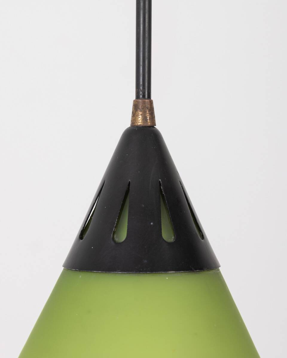 Vintage 60's chandelier in green glass, italian design