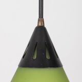Vintage 60's chandelier in green glass, italian design