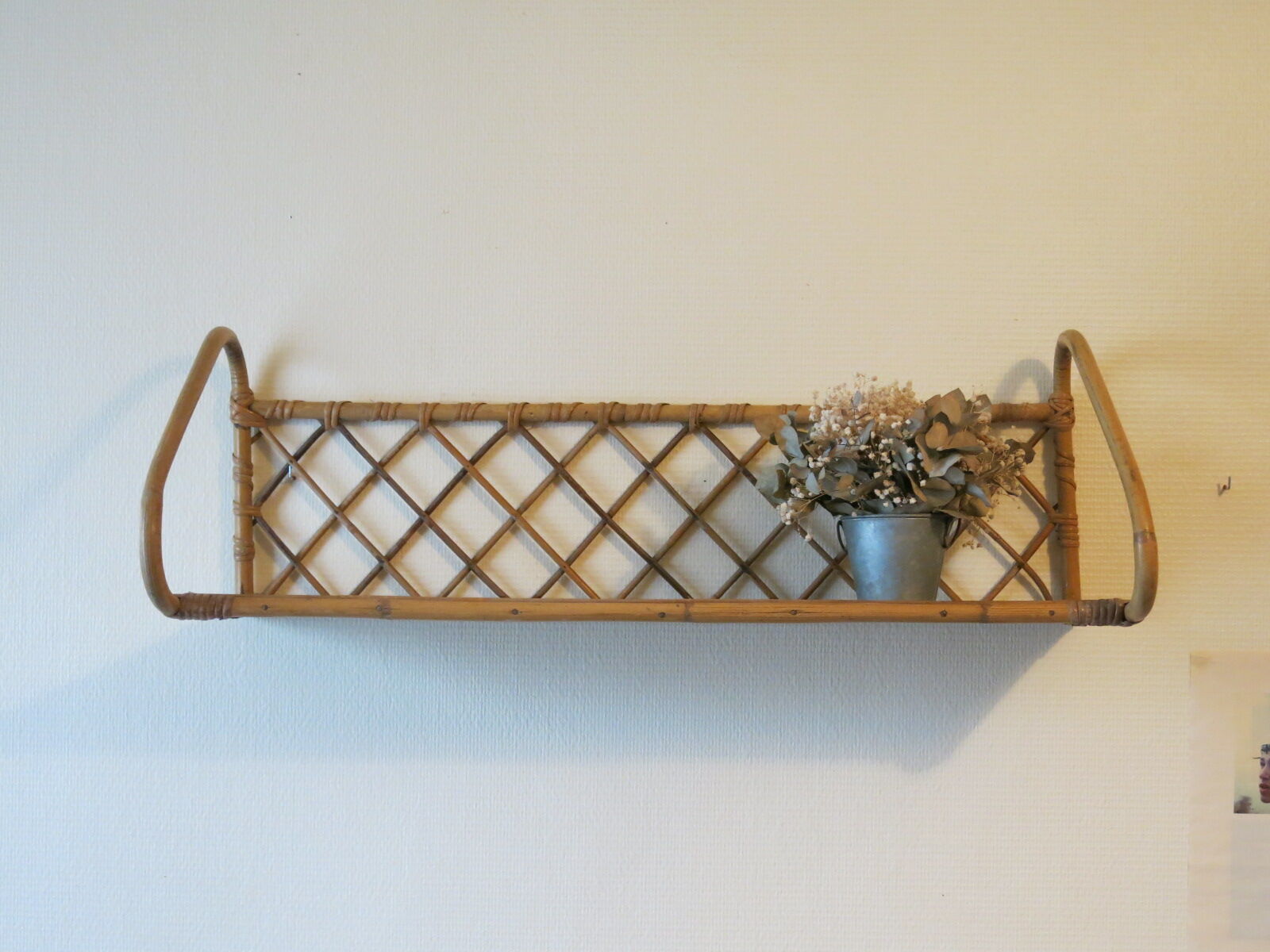 Wall shelf or to be installed in vintage rattan 1960s restored