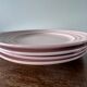 4 soft pink dessert plates Boch Frères - La Louvière BELGIUM.