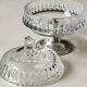 Antique cut crystal sugar bowl diamond point motifs on a metal base