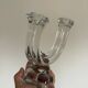 Vintage crystal glass candlestick with two branches.