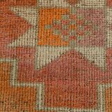 Tapis runner vintage, tons pastel délavés et motifs ethniques, 95x350Cm