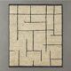 Beige Berber rug with structured lines.