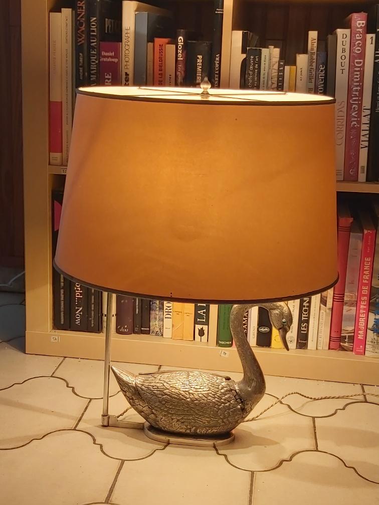 Silver bronze swan lamp 70s