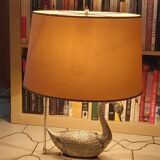 Lampe cygne bronze argenté années 70