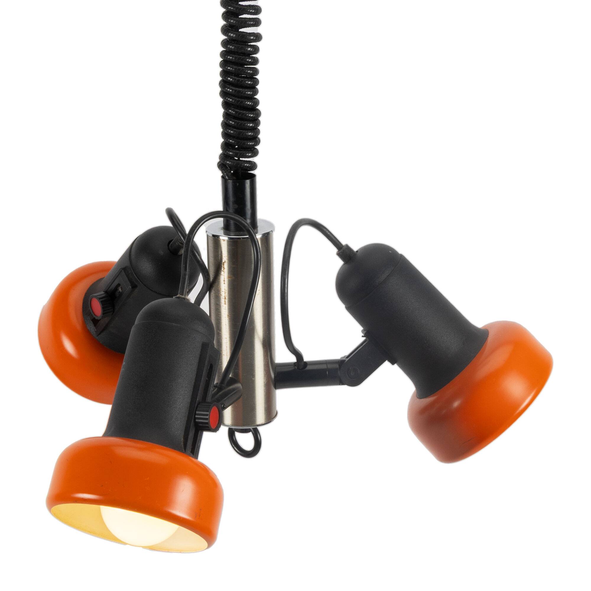 Orange 70s 3-Point adjustable Pendant Lamp