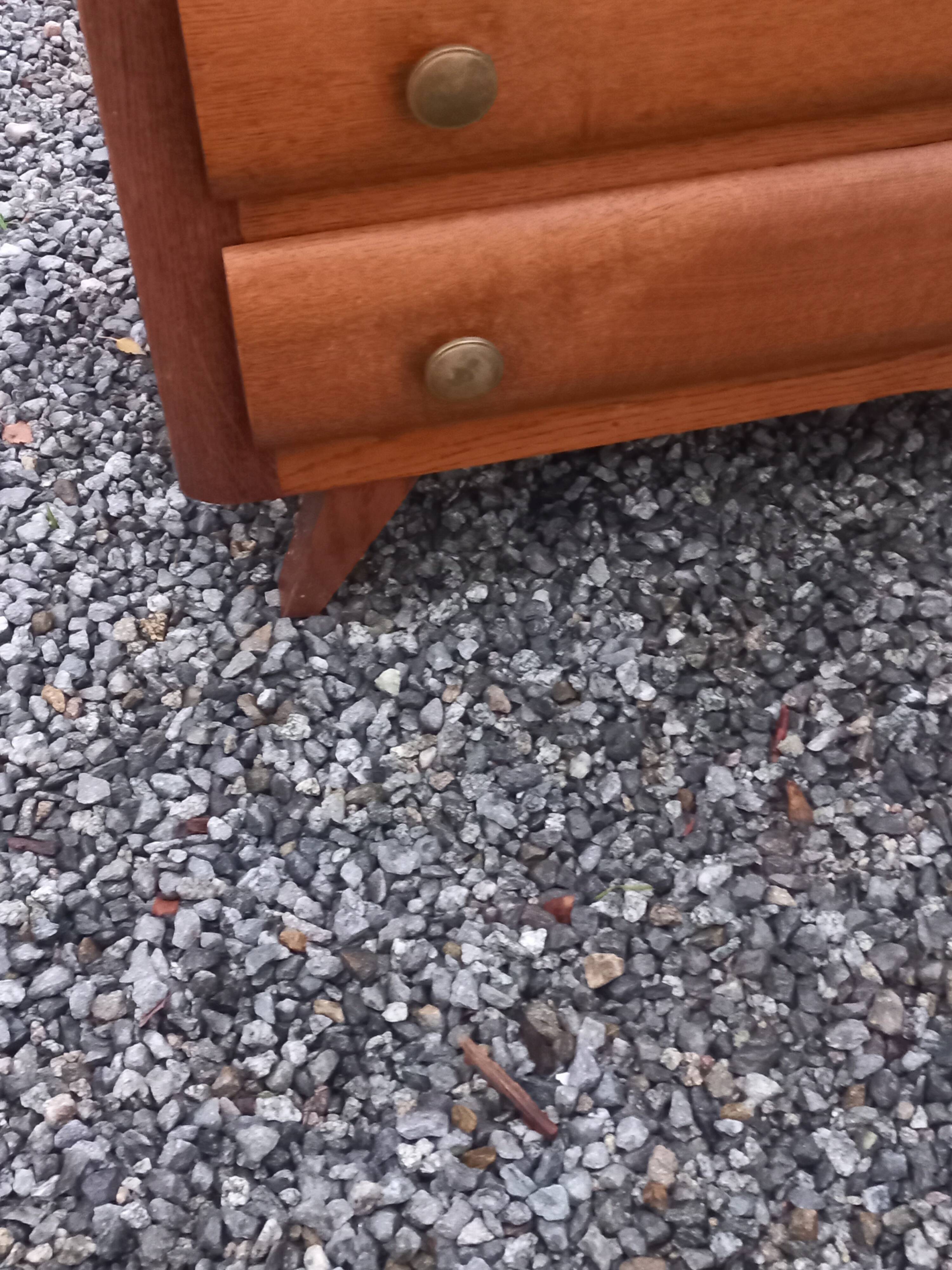 Commode en chêne pieds compas 4 tiroirs, 1950