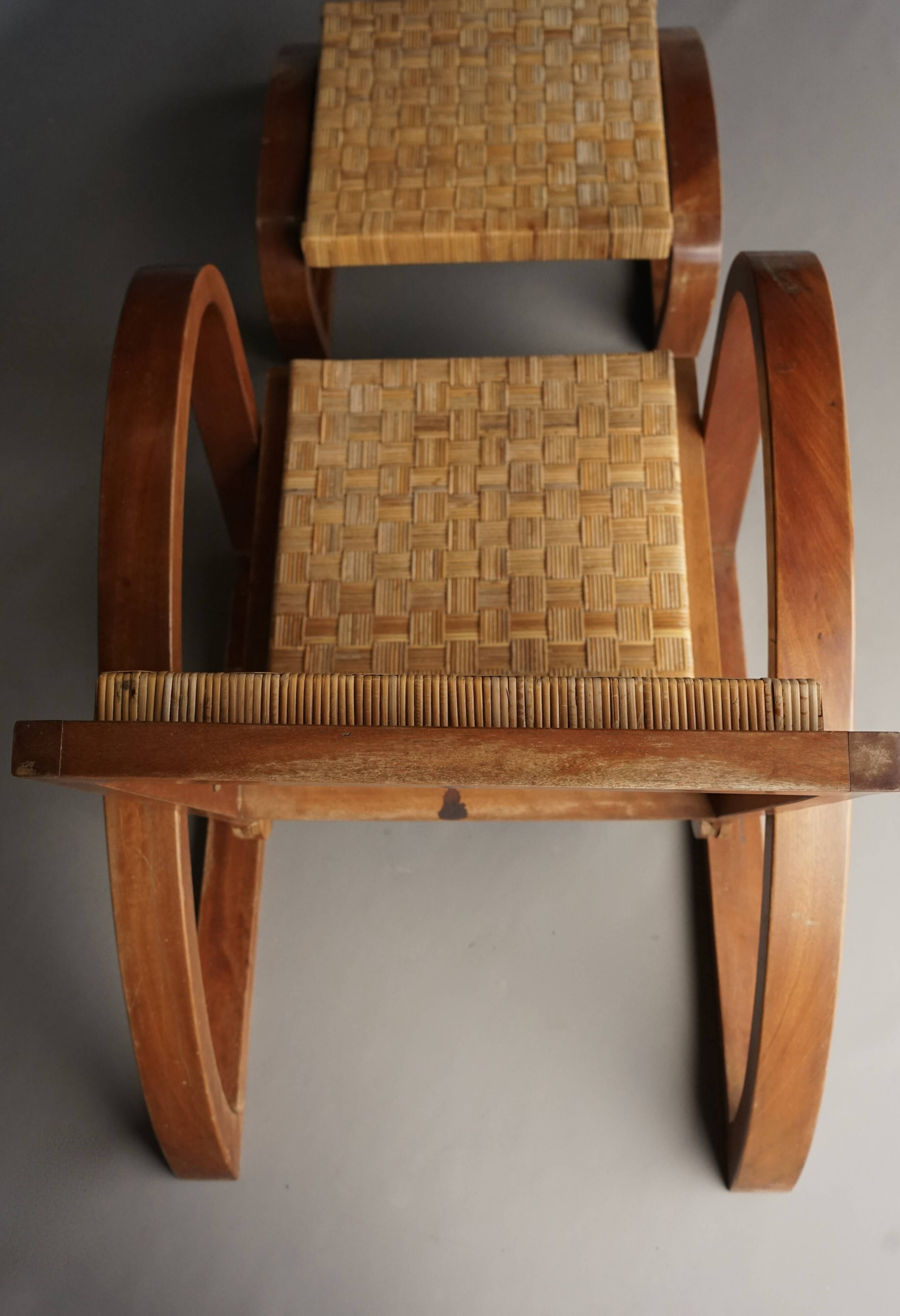 Vintage Lounge Chair and Ottoman by Francis Jourdain, 1920s