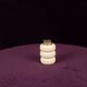 Tommaso Barbi Cream Speckled Ceramic and Brass Table Lighter 1970