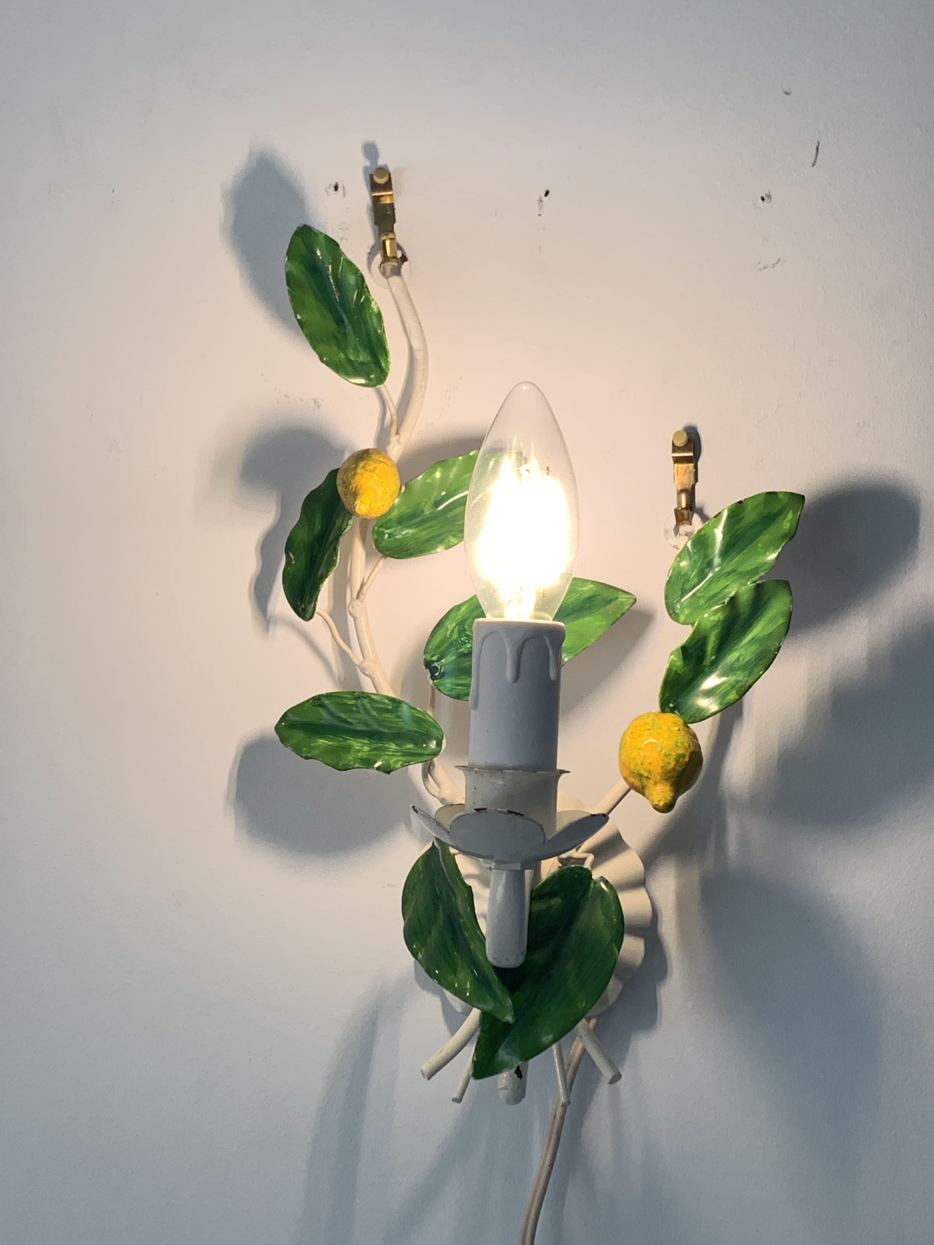 Pair of Italian metal lemon sconces, Firenze House, 1970