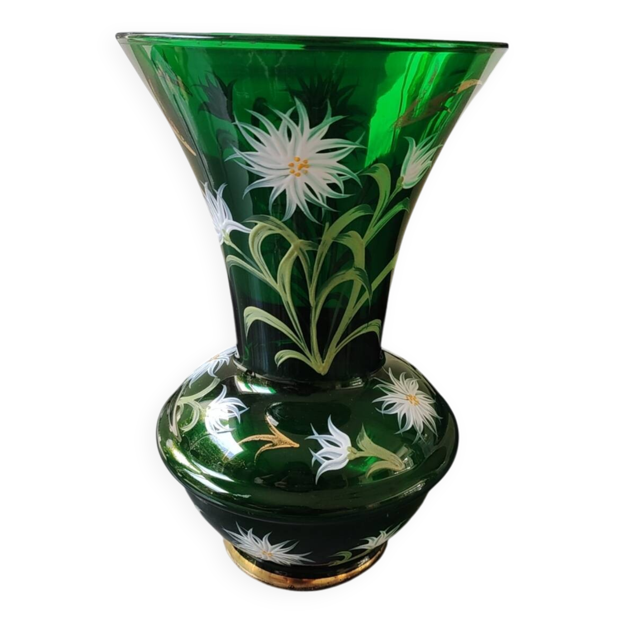 Monaco/Monte Carlo Glassworks vase. Emerald green blown glass