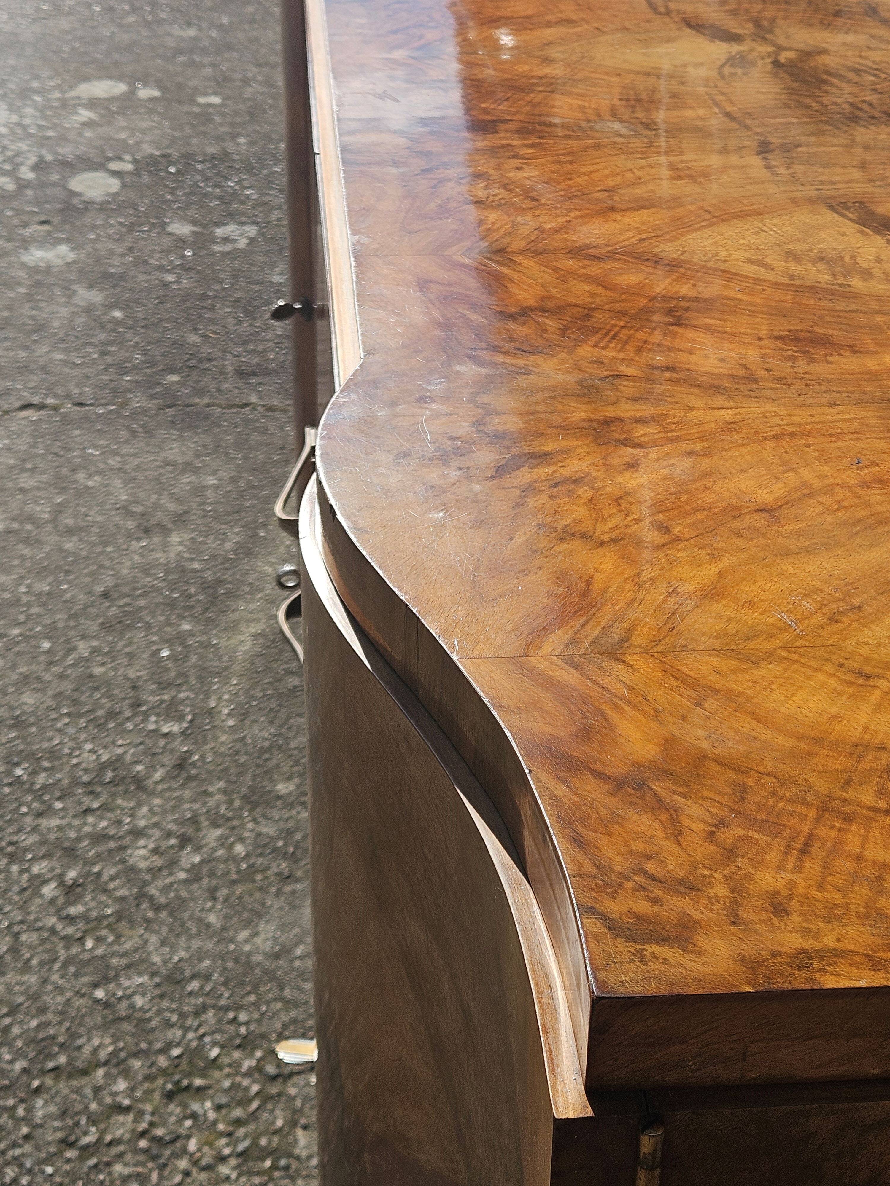 French ART DECO Sideboard- High Gloss Burl Elmwood Buffet-30s