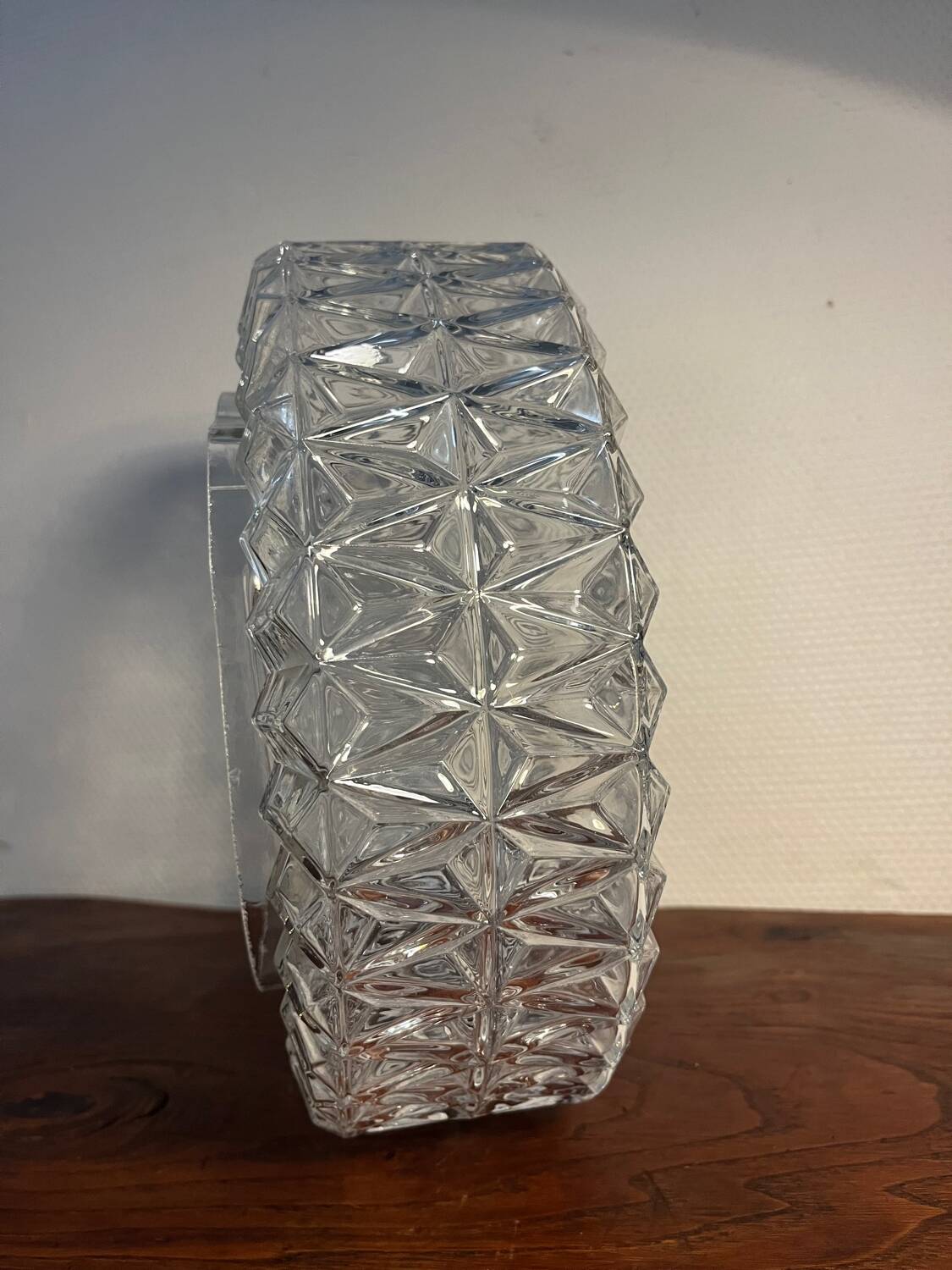 Plafonnier suspension XL verre ciselé esprit diamant
