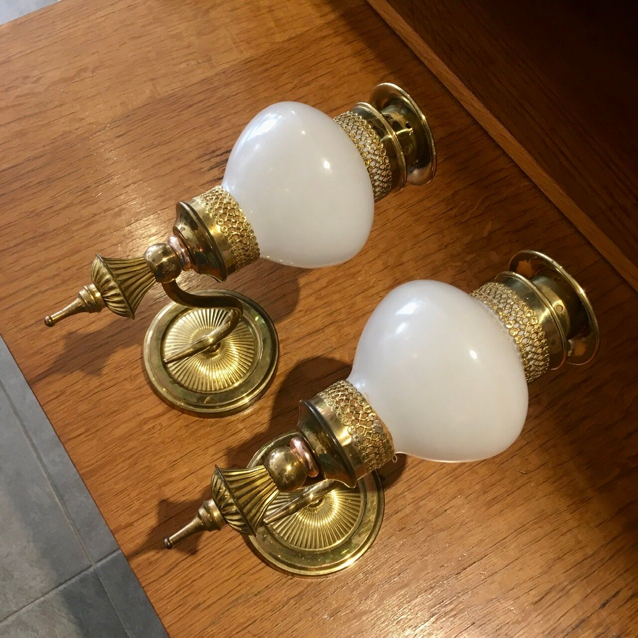 Pair of brass sconces