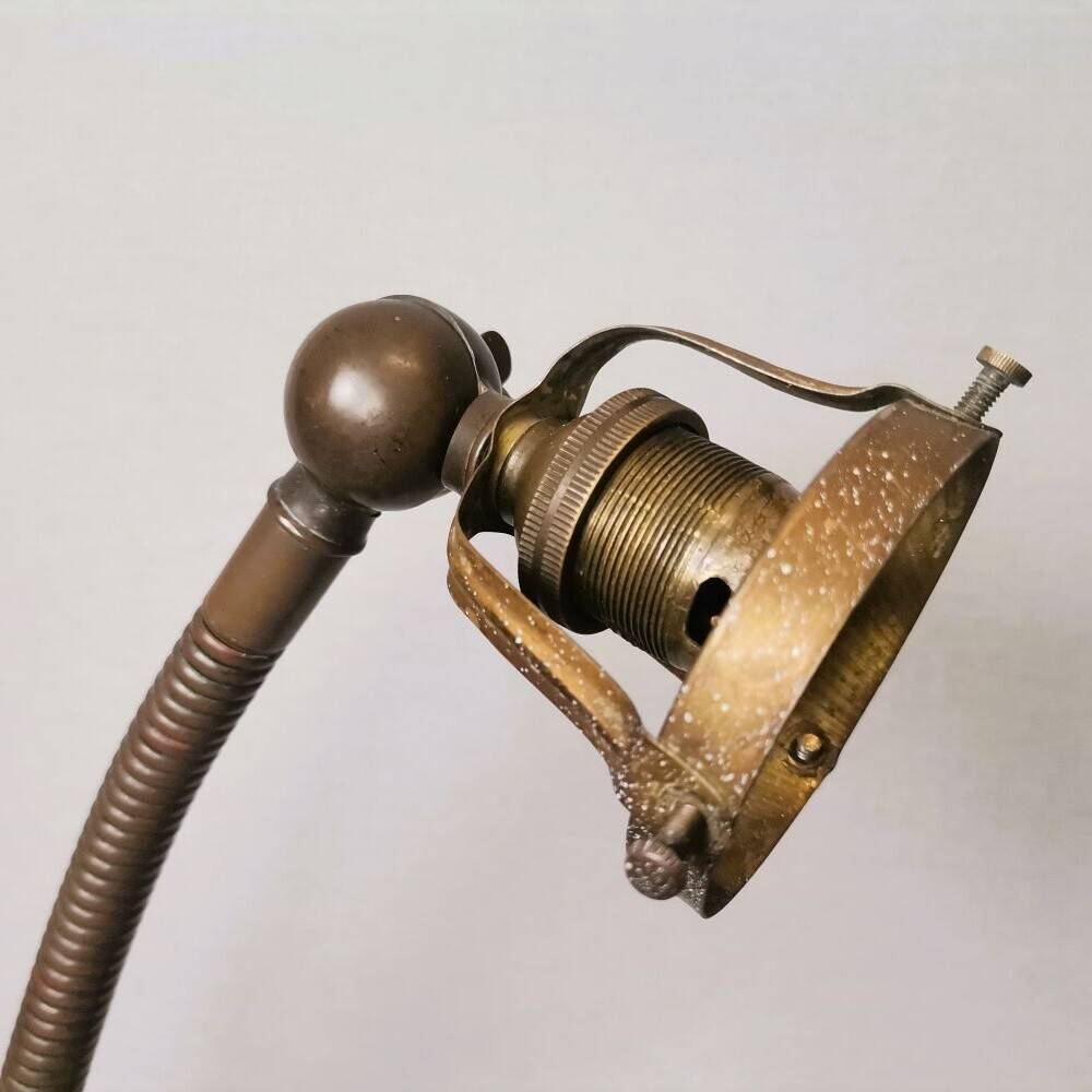 Art Nouveau brass flexible table lamp