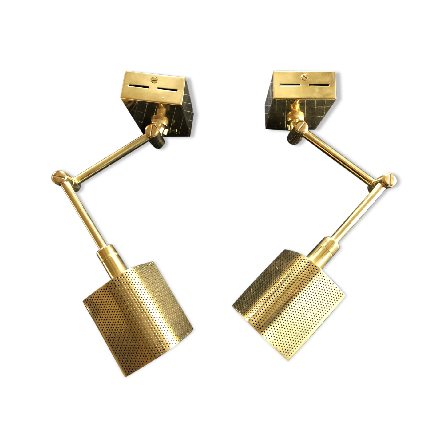 Pair of articulated wall lamps gilded brass Marset circa 1970