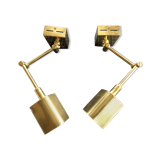 Pair of articulated wall lamps gilded brass Marset circa 1970
