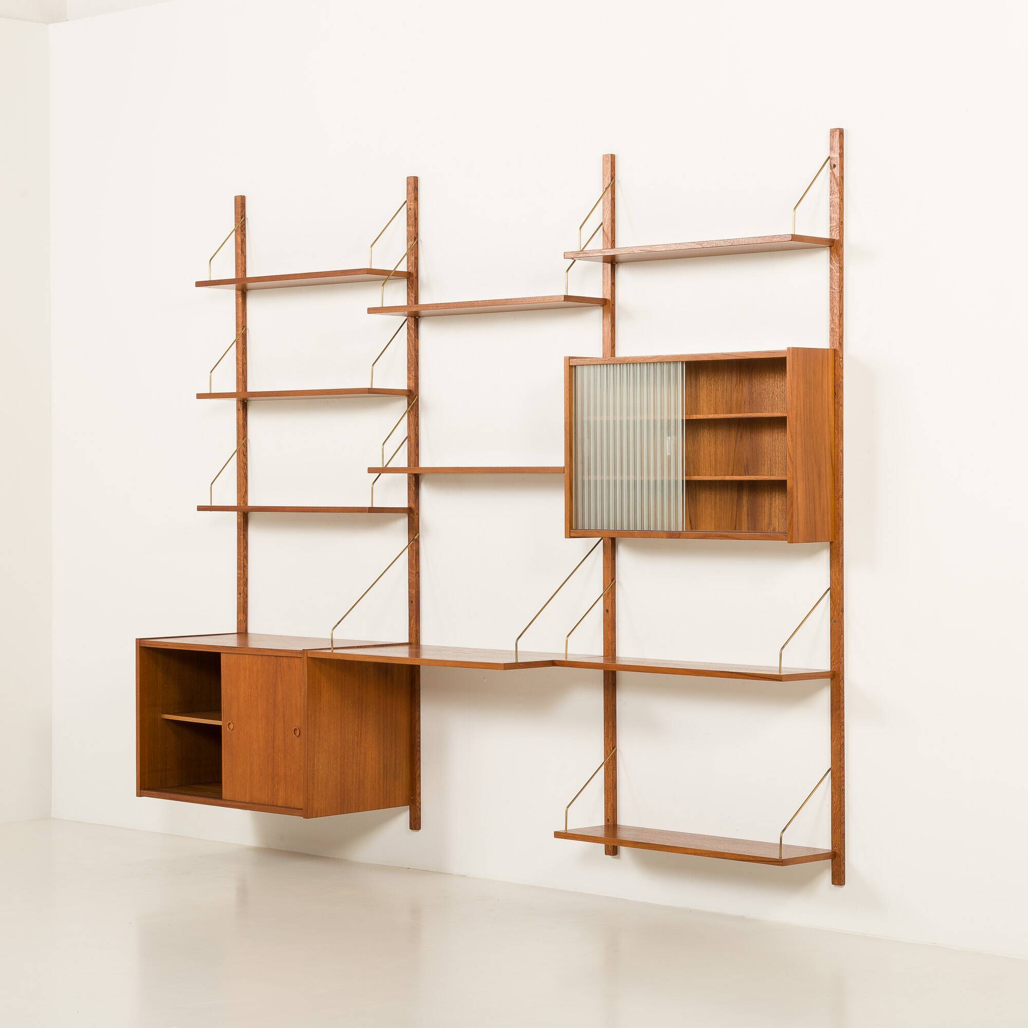 Preben Sorensen PS System teak wall unit, Randers, Denmark, 1960s