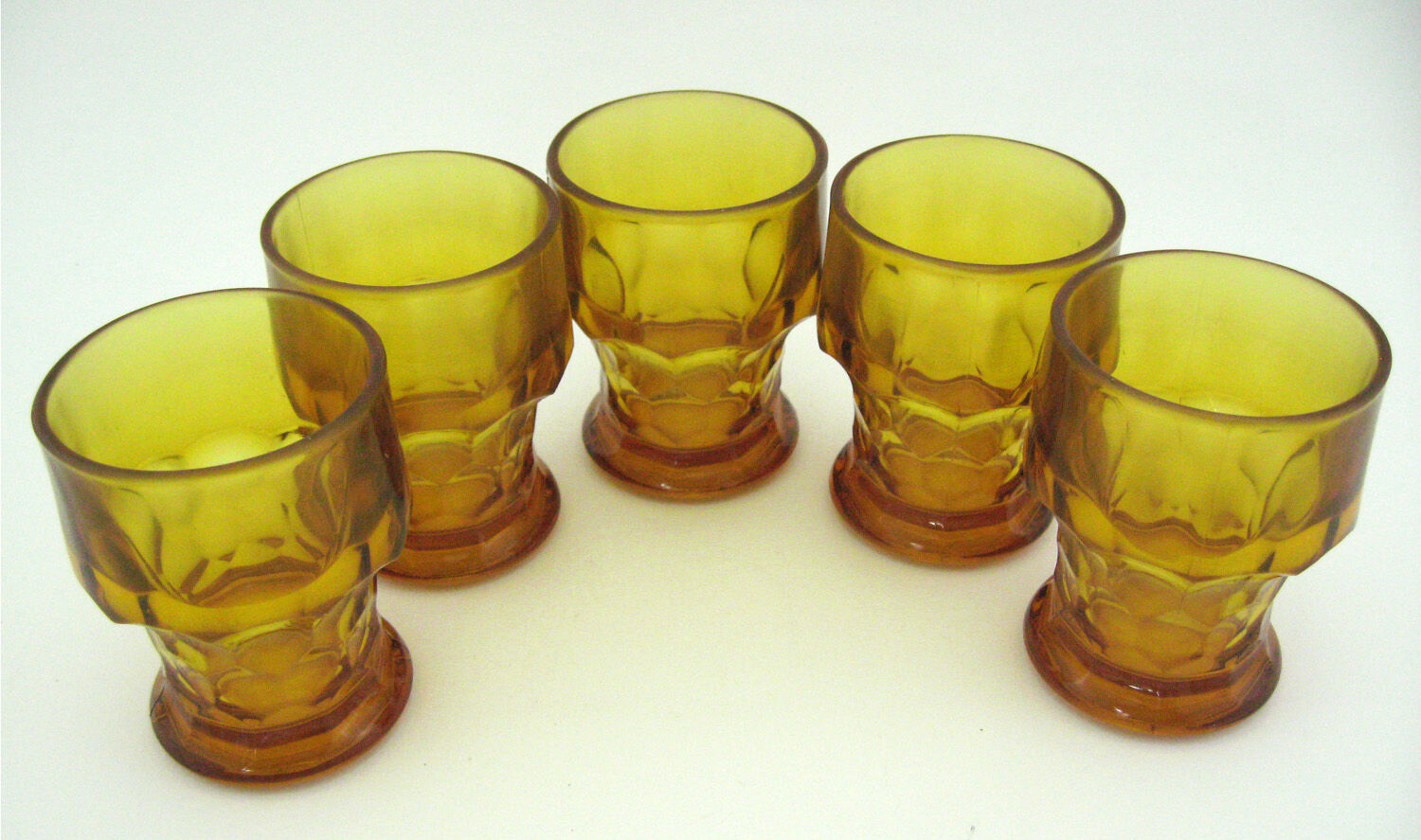 5 water cups in amber glass - Made in Italy - vintage 70s