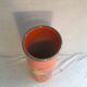 Ancient orange ceramic roll vase drawing flowers made in Italy vintage