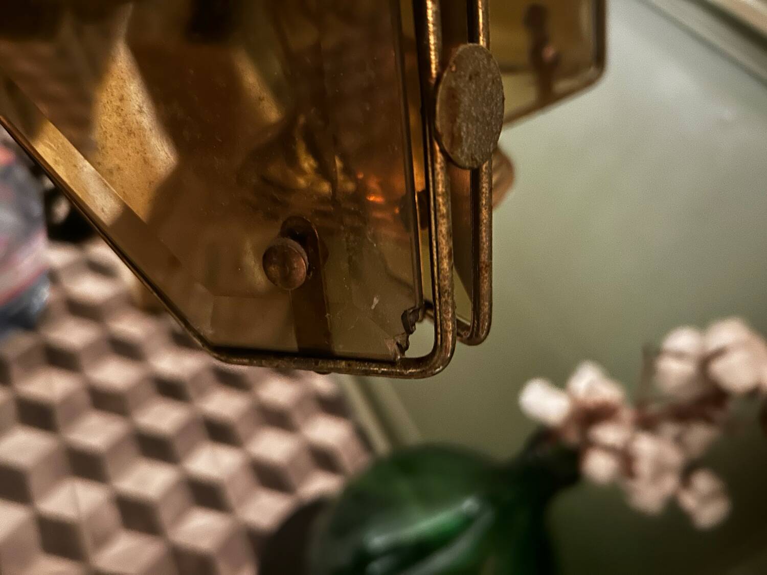 Smoked glass and metal chandelier