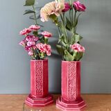 Lot de 2 vases art déco en céramique Rose de Digoin