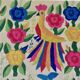 Large Mexican tapestry OTOMI TENANGO, colourful flowers and birds, 1970