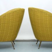 Pair of Ico Parisi-Style Armchairs in Original Fabric, Italy, 1950s