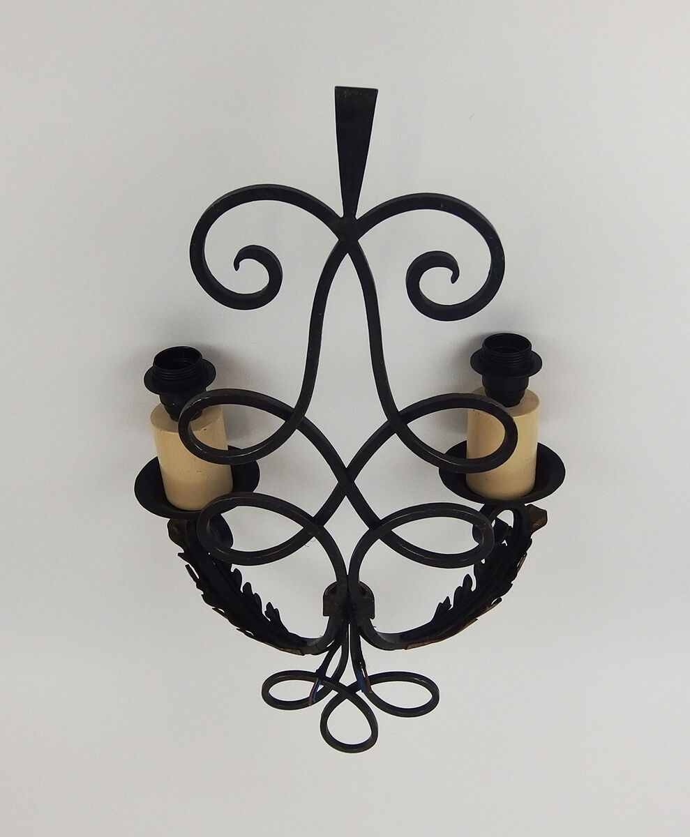 Pair of Wrought Iron Art Deco wall lamps