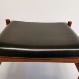 Danish designed footstool, in teak and black skai. Made at Spøttrup furniture factory in the 1960s.