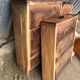 Antique farmhouse table in solid cherry wood with 3 drawers and 1 pull-out.