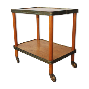 Chariot de bar en bois et laiton,