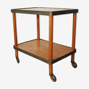 Wooden and brass bar cart, 30s.