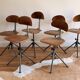 Set of 6 Antique Industrial Wooden and Metal Workshop Chairs
