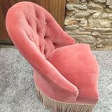 Fauteuil crapaud velours rose