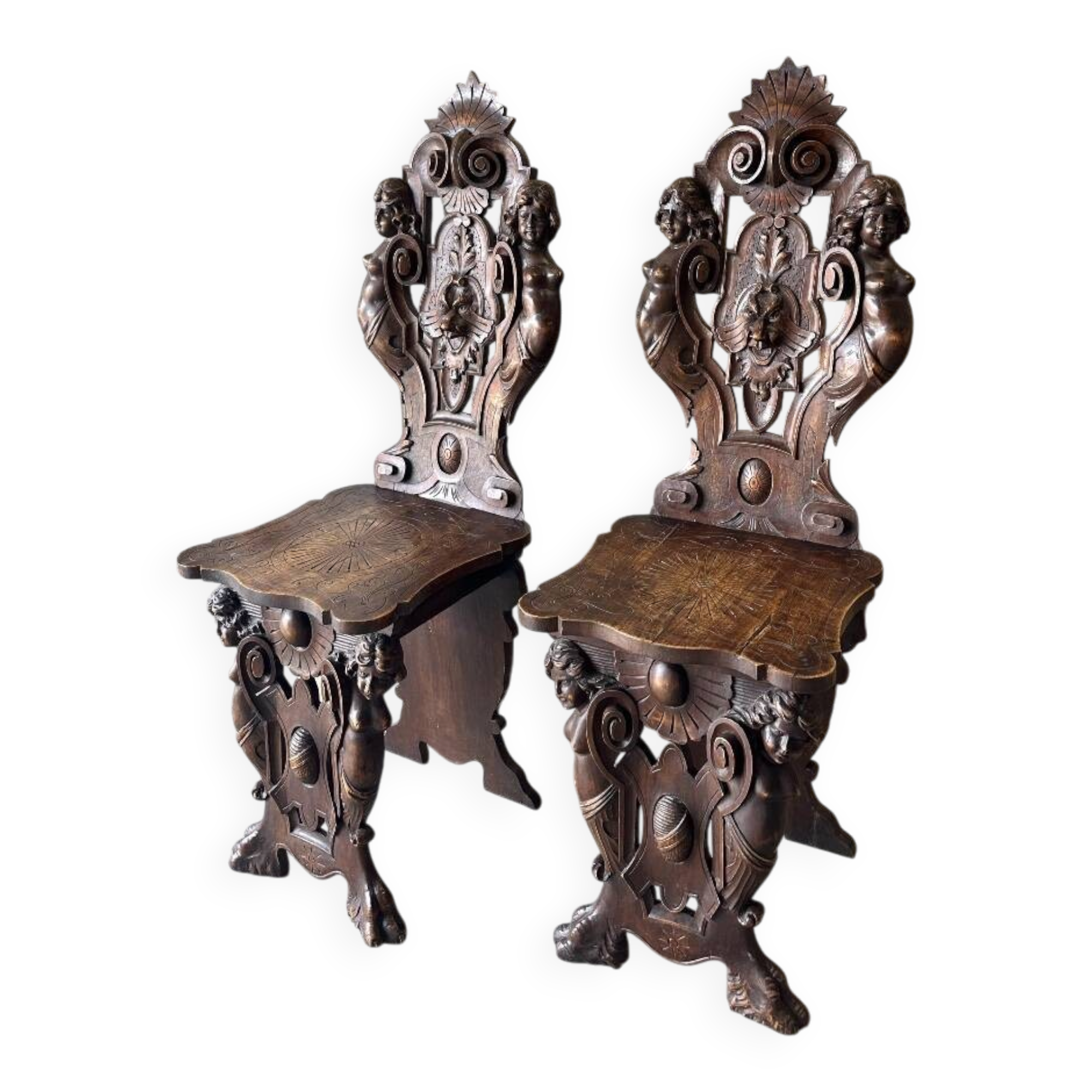 Pair of walnut chairs circa 1880