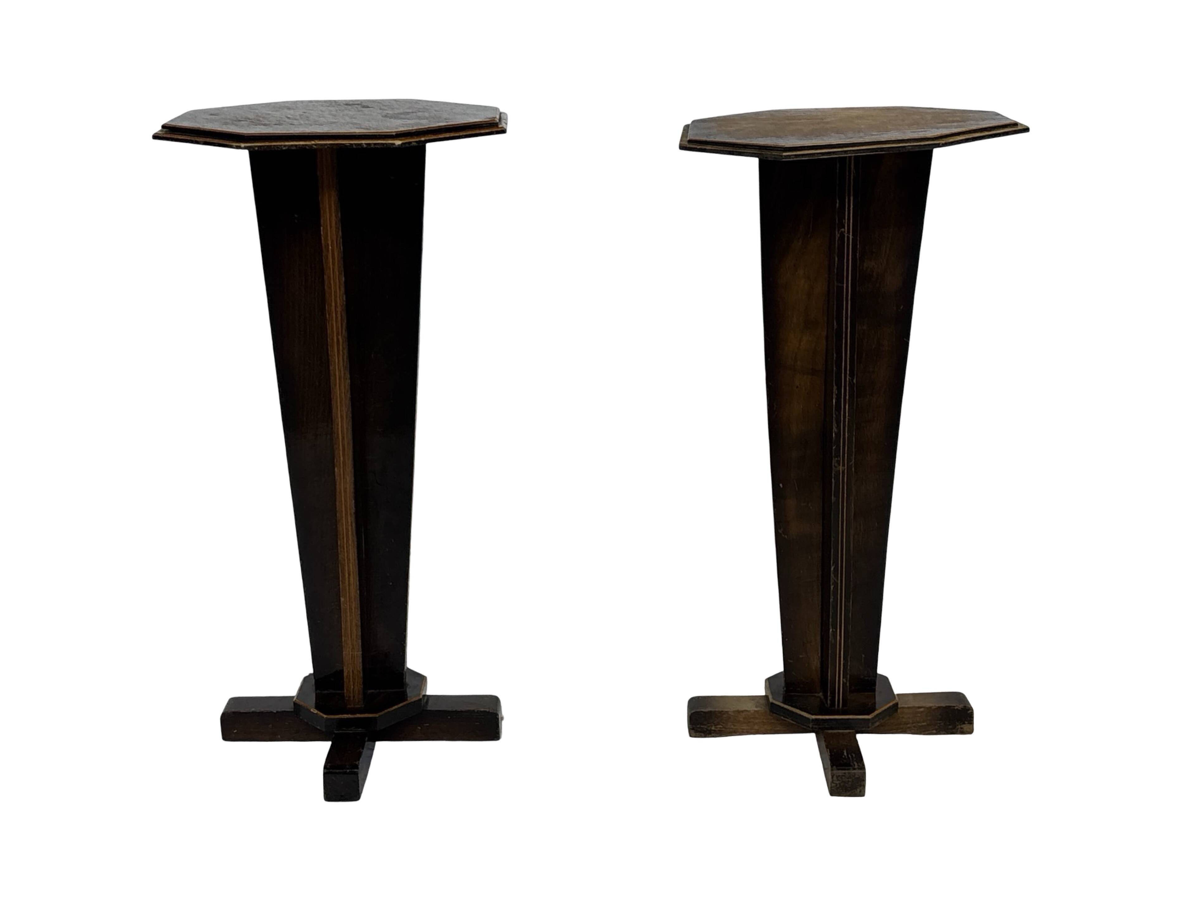 Art Deco side table plant table set of two design oak
