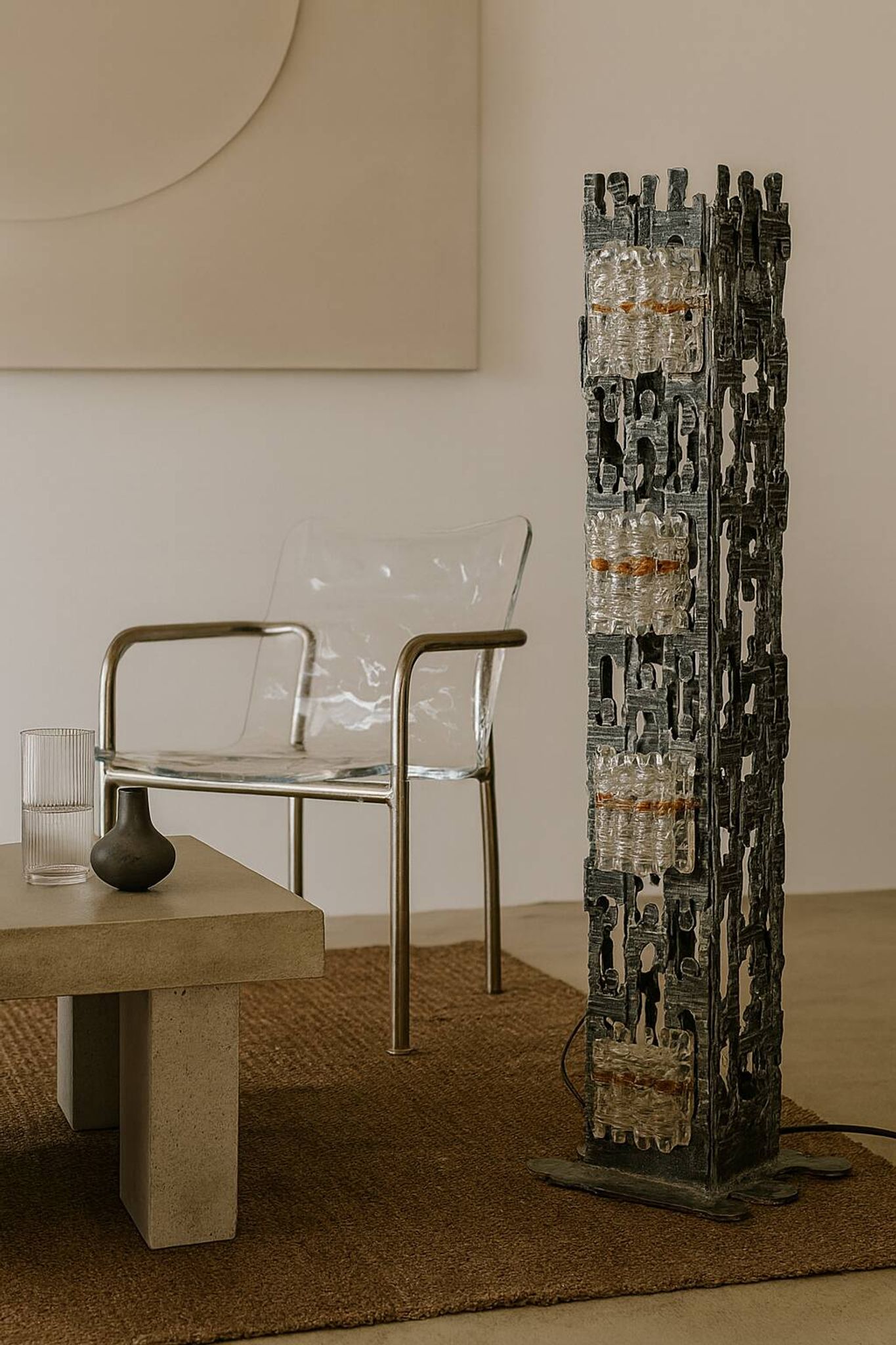 Brutalist floor lamp by Albano Poli for Poliarte, 1970s