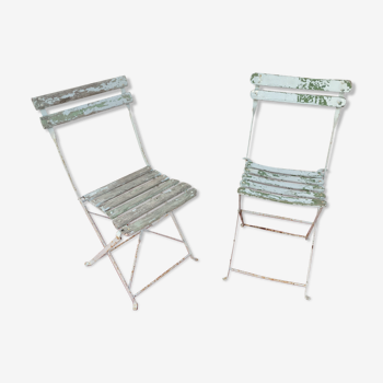 Lot of 2 vintage garden folding chairs