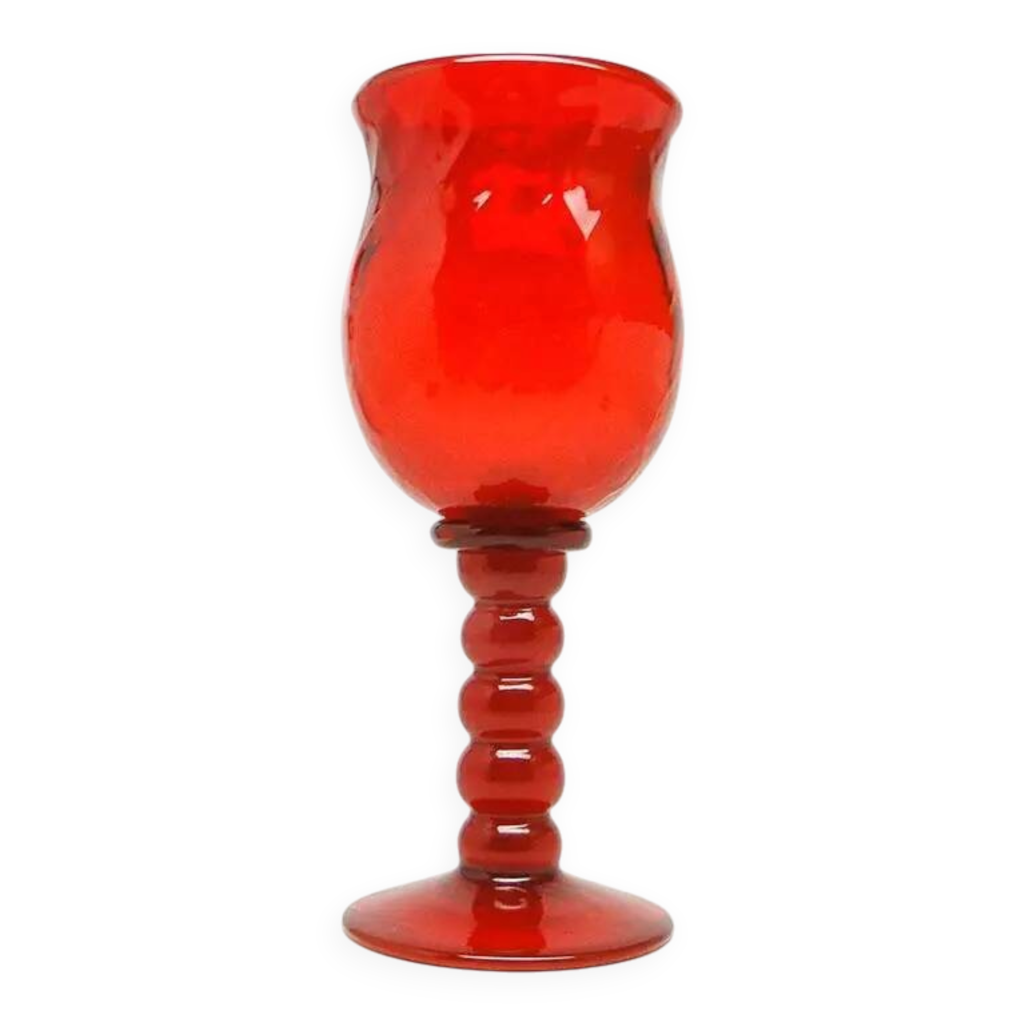 Gobelet décoratif baroque, en verre rouge, KIS, Institut du verre de Cracovie, années 1970